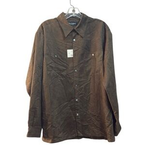 Brandini Size M Men’s Faux Suade Button Down Shirt New With Tags